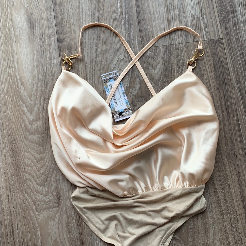NWT Satin Cowl Neck Bodysuit